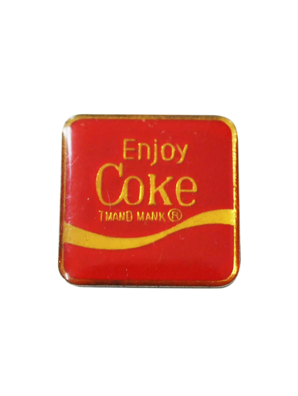 Vintage Coca Cola Enjoy Coke 80s Red Gold Metal Pin